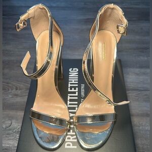 PrettyLittleThing Gold Stiletto Heels Elegant Design